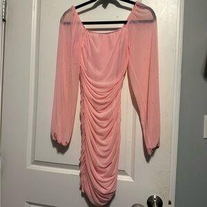 Elegant Pink Ruched Dress